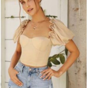 Puff sleeve bustier top